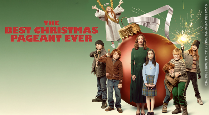 šeima su vaikais raudonai žaliame fone