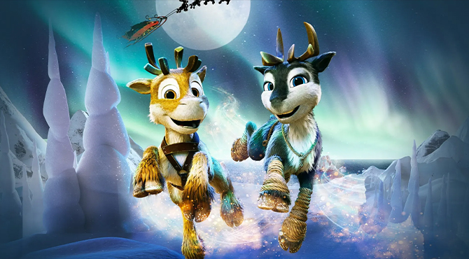 kaks põhjapõtra lumel