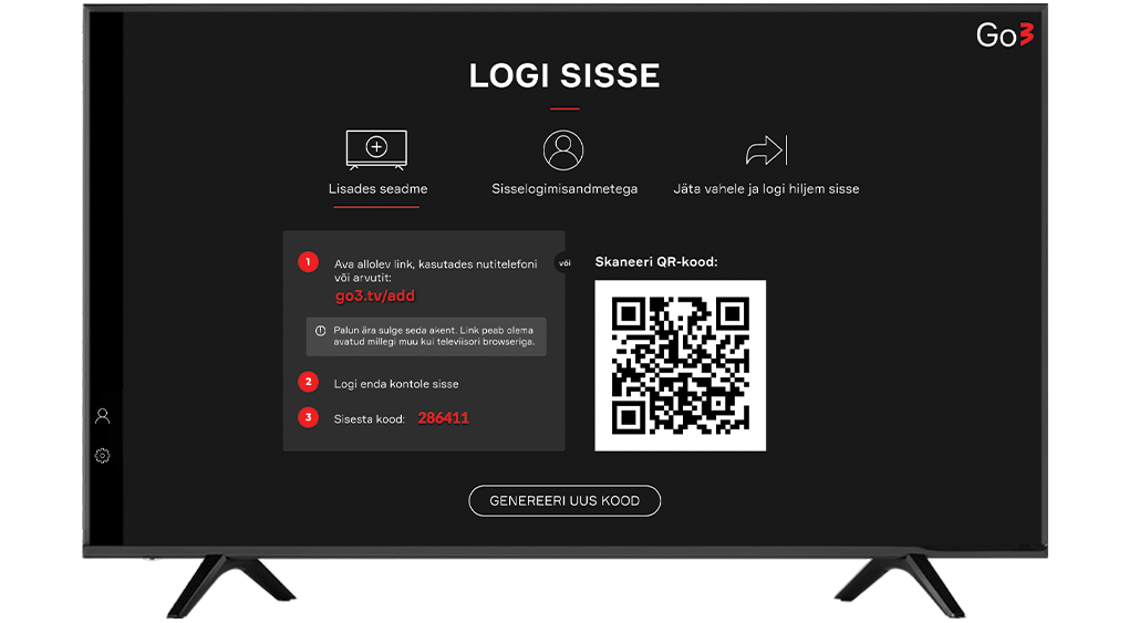 must teleriekraan koos juhistega