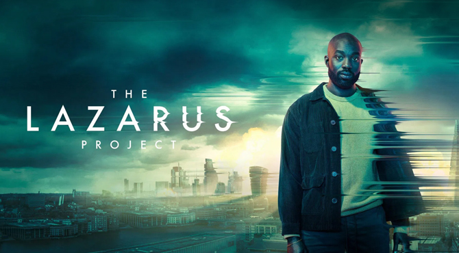 a black man behind him a dark city