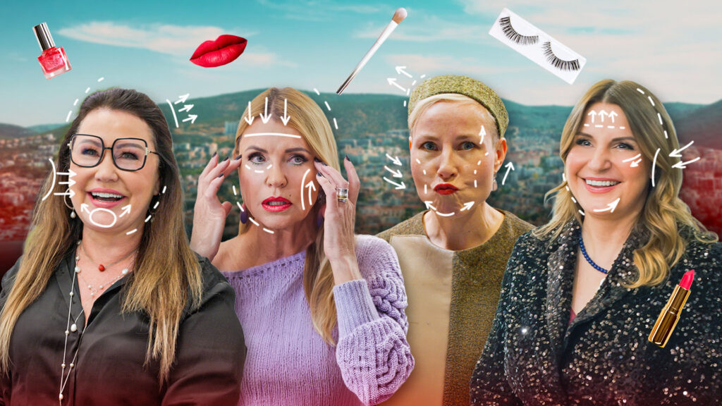neli naist lähivõttes, kes näitavad oma nägusid